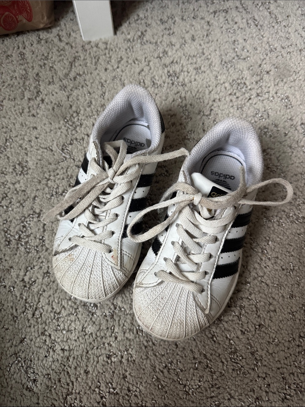 adidas Kids White Sneakers with Black Three Stripes